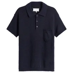マルタンマルジェラ メンズ トップス ポロシャツ ニット Maison Margiela Knitted Polo Shirt BluBlack ブラックのサムネイル