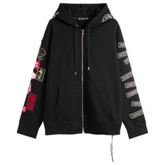 マスターマインド メンズ アウター パーカー・スウェット MASTERMIND WORLD Multi Patched ZipUp Hoodie Black ブラック