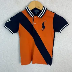 Polo Ralph Lauren ポロラルフローレン ポロシャツ ビッグポニー バックプリント オレンジ 3/3Tサイズ 古着 アメカジ ストリート　子供服
