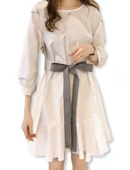 [スロウライド] レディース 女の子 大人 子ども 子供 ガール キッズ シフォン ワンピース わんぴーす チュニック ちゅにっく ドレス どれす シャツ しゃつ ブラウス ぶらうす スカート すかーと シンプル ひざ丈 とろみ ゆった [ホワイト] [2L]