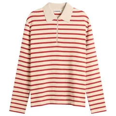 ジル・サンダー メンズ トップス ポロシャツ Jil Sander Stripe Long Sleeve Polo Salty Red レッドのサムネイル