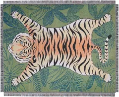 Peel Forest タイガー ラグマット キャンプ アウトドア トラ インテリア マルチカバー カーペット，ラググリーンタイガー 90X90cm