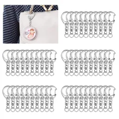 キーホルダー金具 50個セット キーホルダー ストラップ キーリング パーツ ナスカン 回転フック 丸カン 付き ハンドメイド アクセサリー 手芸用品 手作り 素材 DIY 副資材 (シルバー)