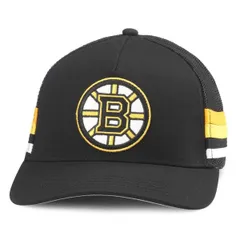 アメリカンニードル メンズ アクセサリー 帽子 Mens Americaneedle Black Boston Bruins HotFoot Stripes Trucker Adjustable Hat Black ブラック