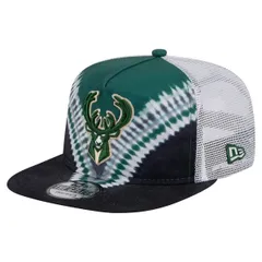 ニューエラ メンズ アクセサリー 帽子 Mens New Era BlackHunter Green Milwaukee Bucks Throwback Dye Golfer Snapback Hat Black ブラック