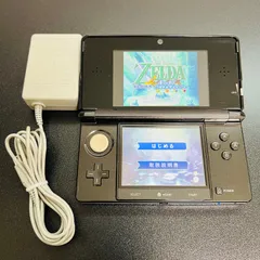 【完動品】NINTENDO 3DS コスモブラック＋DLソフト ゼルダの伝説 3つの剣 25h記念エディション