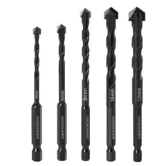 コンクリートドリルセットセット 六角軸 5mm 6mm 8mm 10mm 12mm 5個入りセット 硬質合金ドリルビット 陶器・マーブルです・ガラス・タイル用ドリルビット