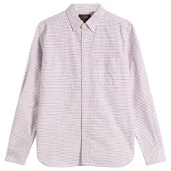 【送料無料】 ビームス プラス メンズ シャツ トップス Beams Plus Tattersall Check Button Down Oxford Shirt White Red Navy