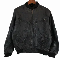 ブルゾン レザージャケット デザイン ブラック (メンズ XL) O8774 中古 古着