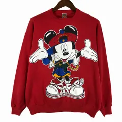 90年代 USA製 Disney ディズニー ミッキープリント スウェット キャラクター レッド (メンズ XL相当) O9469