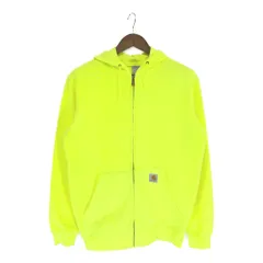 Carhartt カーハート ワンポイントロゴ フルジップ スウェット パーカー ワーク 蛍光色 イエロー (メンズ S) P5038