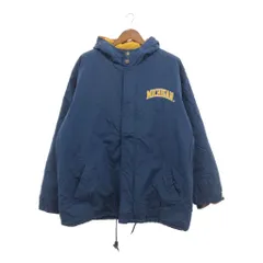 90年代 STARTER スターター フーデッド MICHIGAN 中綿 ナイロン スタジアムジャケット カレッジ ネイビー (メンズ XL) 中古 古着 P5527のサムネイル