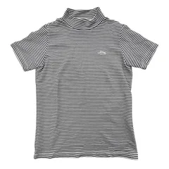 Callaway キャロウェイ 半袖 ハイネック カットソー ホワイト×ブラック ボーダー柄 Lサイズ ゴルフウェア