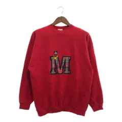 90年代 USA製 Disney ディズニー Mickey&Co. ミッキーマウス スウェット キャラクター レッド (メンズ XL) 中古 古着 P6858