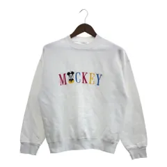 90年代 USA製 Disney ディズニー Mickey&Co. ミッキーマウス スウェット キャラクター ホワイト (メンズ L) P8289