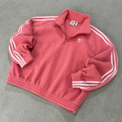 アディダス ピンク色 3本線 덤블 プルオーバー