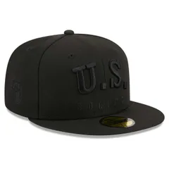 ニューエラ メンズ アクセサリー 帽子 Mens New Era Black USMNText 59FIFTY Fitted Hat Black ブラック