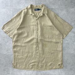希少】ポロラルフローレン オープンカラーシャツ L リネン シルク混 裾