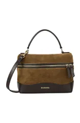 サンドロ レディース バッグ スエード レザー SANDRO TANGOLINO leather and suede vanity bag Camel キャメルのサムネイル