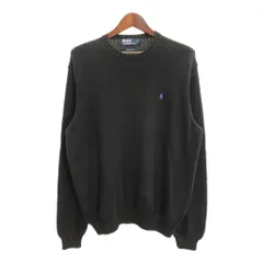 90年代 Polo by Ralph Lauren ポロ ラルフローレン コットン ニット セーター ネイビー (メンズ XL) 中古 古着 R3912