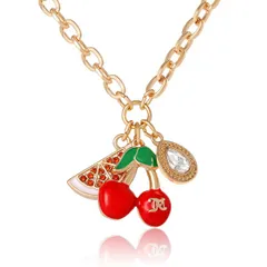 ジューシークチュール レディース アクセサリー ネックレス・チョーカー レース Juicy Couture Cherry Watermelon Charm Necklace 18 2 Gold Tonのサムネイル