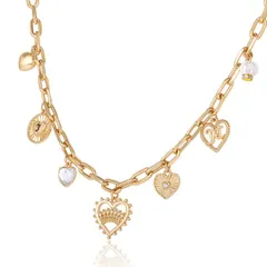 ジューシークチュール レディース アクセサリー ネックレス・チョーカー レース ロゴ Juicy Couture Heart Juicy Logo Charm Necklace 182 Gold Toのサムネイル