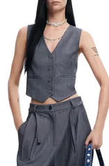 デジグアル レディース アウター ジャケット・ブルゾン ベスト Desigual Bruselas Crop Vest Black Grey ブラックのサムネイル