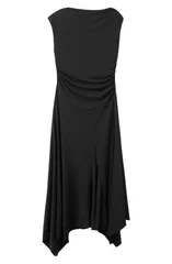 マンゴ レディース トップス ワンピース アシンメトリー ギャザー マキシ MANGO Sandy Asymmetric Hem Ruched Maxi Dress Black ブラック