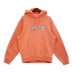 STUSSY ステューシー パーカー スウェット フーディー トレーナー ロゴプリント プルオーバー メンズ Mサイズ オレンジ トップス DM18604■