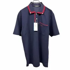 【新品】[印象N] Paris パリス ポロシャツ メンズ L ネイビー 紺×赤 綿×ポリ 鹿の子 吸汗 速乾 半袖 胸ポケット 英字のロゴ刺繍 裾の両側にスリットのサムネイル