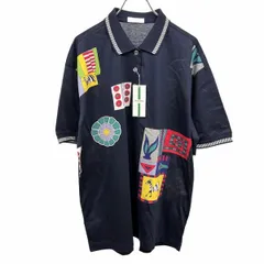 【新品】[印象N] PARIS RESORT FASHION パリス リゾートファッション ポロシャツ レディース LL ネイビー 綿100% ポケット無し Tシャツ生地 半袖 リゾート柄のサムネイル