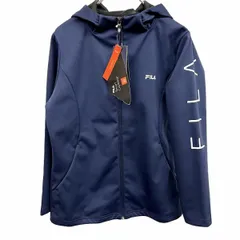 【新品】[印象N] フィラ FILA ジャケット パーカー 防風加工 保温 ストレッチ 長袖 フルジップ プリント ポリ100% M ネイビー 紺×白 レディース