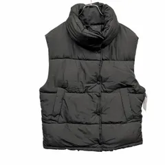 【新品】[印象N] moment＋ モーメントプラス パデッドベスト / ノースリーブジャケット レディース F ブラック 黒 ポリ100% ドットボタン留め 裾に調節ゴム 内ポケット無し 中綿入り ハイネック 無地のサムネイル