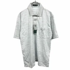【新品】[印象N] LYLE＆SCOTT ライルアンドスコット ポロシャツ メンズ L ブルー系 青系×茶系×白 ポリ×綿×麻 ボーダー 鳥の刺繍 ポケット 半袖のサムネイル