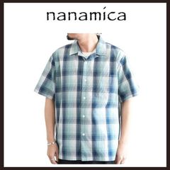 M ナナミカnanamica オープンカラー ピケ 半袖チェックシャツ - メルカリ