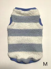 ★ふわもこボーダータンク　ブルー×ホワイト　コーギーM　ハンドメイド　中型犬服★