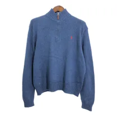 90年代 Polo by Ralph Lauren ポロ ラルフローレン ハーフジップ コットンセーター ブルー (メンズ XL) 中古 古着 R5113