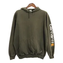Carhartt カーハート スウェット パーカー 袖プリント カーキ (メンズ M) 中古 古着 R5132