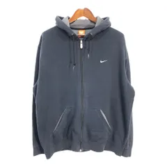 NIKE ナイキ スウェット フルジップ パーカー スポーツ ワンポイントロゴ ブラック (メンズ XL) 中古 古着 R5213