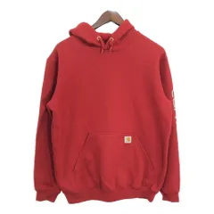 Carhartt カーハート スウェット パーカー 袖プリント レッド (メンズ M) 中古 古着 R5238