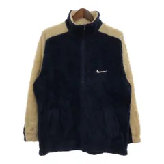 00年代 NIKE ナイキ ボアフリースジャケット スポーツ ワンポイントロゴ ネイビー (メンズ XL) 中古 古着 R5479