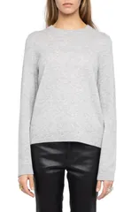 ザディグ エ ヴォルテール レディース アウター パーカー・スウェット ウール セーター レザー Zadig Voltaire Cera Wool Cashmere Sweater with Leather Elbow Patches Light Grey グのサムネイル