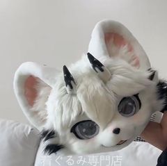 ファースーツ 着ぐるみセット ブラック 犬 ケモノ ファースーツ 全頭