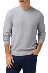 ミズンメイン メンズ アウター パーカー・スウェット クルーネック セーター コットン MizzenMain Ashe Crewneck Cotton Blend Performance Sweater Light Gray Heather グレー