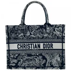【中古】 Christian Dior クリスチャン・ディオール  ブックトート トワルドゥジュイ リバースエンブロイダリー M1296ZRGO_M35I  ミディアム ハンドバッグ ネイビー メンズ レディース 25034729 KJ
