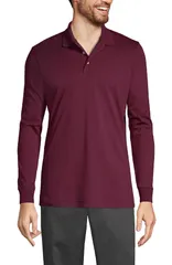 ランズエンド メンズ トップス ポロシャツ Lands End School Uniform Long Sleeve Interlock Polo Shirt Burgundy バーガンディ