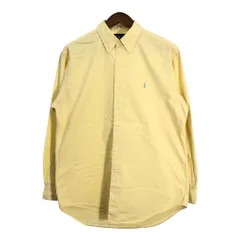 90年代 RALPH LAUREN ラルフローレン ボタンダウン 長袖シャツ イエロー (メンズ M) 中古 古着 R7400