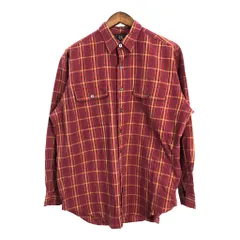 90年代 RRL 長袖シャツ ラルフローレン チェック レッド (メンズ L) 中古 古着 R7522