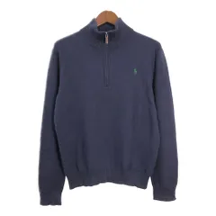 Polo by Ralph Lauren ポロ ラルフローレン ハーフジップ コットンセーター ネイビー (メンズ M) 中古 古着 R8895
