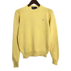 90年代 Polo by Ralph Lauren ポロ ラルフローレン コットン セーター ワンポイントロゴ イエロー (メンズ M) 中古 古着 R8899
